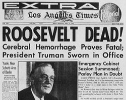 The frontpage of the Atlanta Journal with the headline: "Roosevelt Dead"