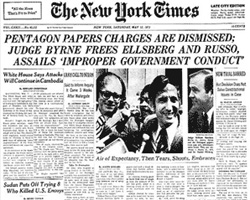 New York Times front page about the Pentagon Papers